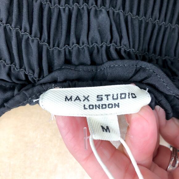 MAX STUDIO Women's Velvet Smocked Maxi Dress Medium Black Sleeveless NWT - Picture 9 of 12